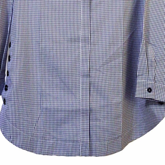Amazing Gracila Blue & White Gingham Collared Long Sleeve Blouse Size M NWT - Picture 7 of 12